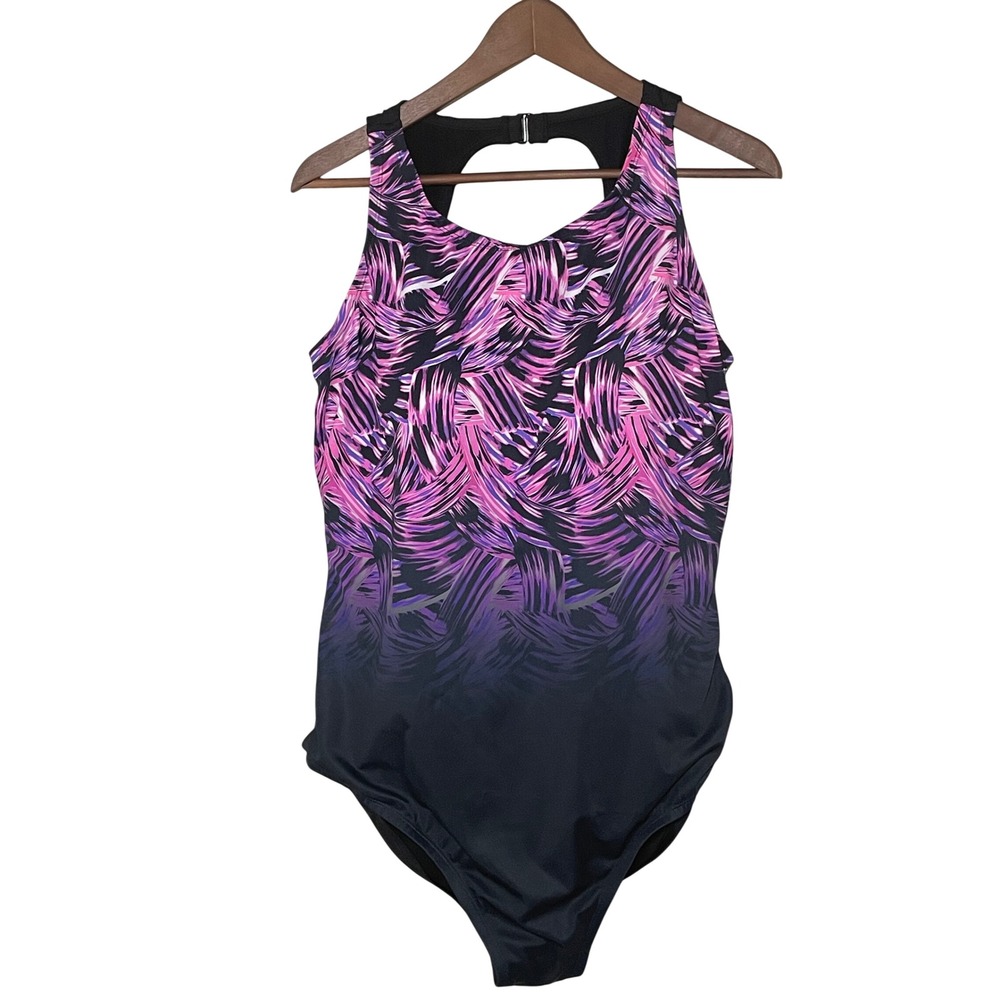 Swim365 by Swimsuits For All Purple Ombre Abstract One Piece Swimsuit Size 20
